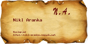 Nikl Aranka névjegykártya
